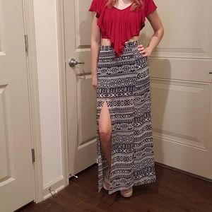 Tribal Print Maxi Skirt